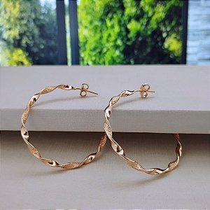 Brinco Argola Torcidinho - 30mm - Semijoias 18k - B358-07130