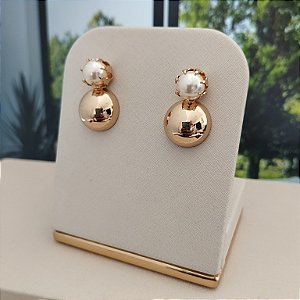Brinco  Feminino com Pérola - 20mm - Semijoias 18k - B343-10130