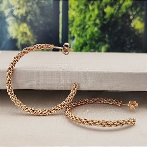 Argola Trançada- 34mm - Semijoia 18k - B359-10136