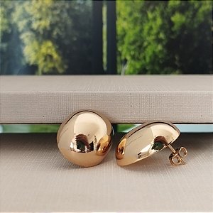 Brinco Botão Oval Liso - Semijoia 18k - B435-09130