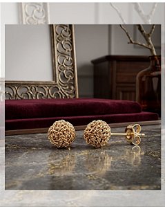 Brinco Bola Trabalhado - Semijoia 18k - B438-0678