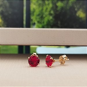 Brinco Ponto de Luz Vermelho- Semijoia 18k -B440-0356