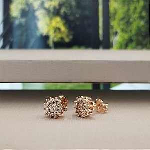 Brinco Flor Com Zircônias - Semijoia 18k - B445-0676