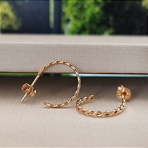 Argola Trançada - 15mm - Semijoia 18k - B448-0376