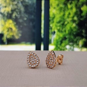 Brinco Gota Cravejado - Semijoia 18k - B466-0678