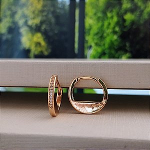 Argola Cravejada - 14mm - Semijoias 18k -B494-08130