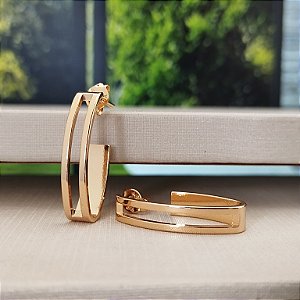 Argola Elíptica -24 mm - Semijoias 18k -B495-12170