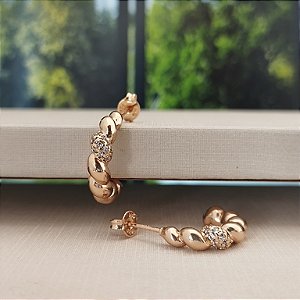 Argola Trançada Zircônias-Semijoias 18k - Antialérgicas - B496-13140