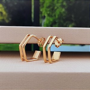 Argola Geométrica Vazada - 15mm - Semijoia 18k - B500-08110