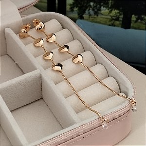 Brinco Pêndulo Coração - Semijoia 18k -B505-12220