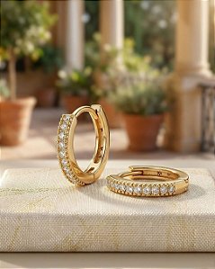 Argola Cravejada - 13mm - Semijoia 18k - B526-0696