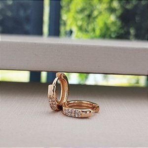 Argola Com Zircônias - 11mm-- Semijoia 18k - B535-0484