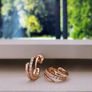 Argola Vazada  Cravejada- Semijoia 18k -B401-08120