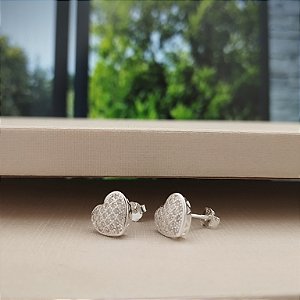 Brinco Coração Cravejado - Prata 925 - B539-28168