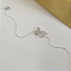 Pulseira Com Borboleta Cravejada - Prata 925 - P98-34204