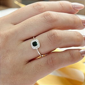 Anel Com Zircônia Quadrada Verde - Prata 925 - MA504-27162