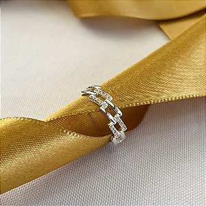 Anel Quadrados Com Zircônias - Prata 925 - MA508-26156