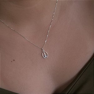 Gargantilha N.S Aparecida Com Zircônias - Prata 925 - MG792-27162