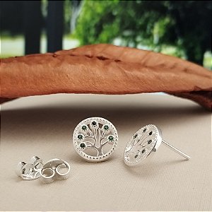 Brinco Árvore da Vida Com Zircônias - Prata 925 - B552-23138