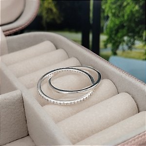 Anel Duplo Com Zircônias - Prata 925 - MA515-28168