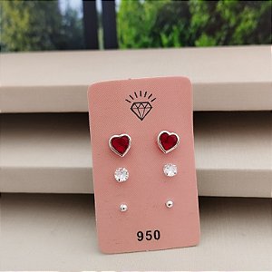 Trio de Brincos Luxo - Prata 925 - B554-1278