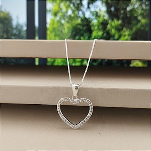 Gargantilha Coração Cravejado - Prata 925 - MG802-31186