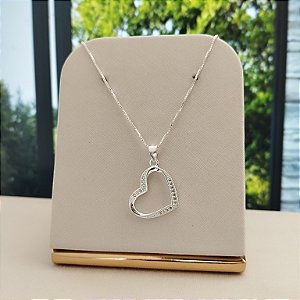 Gargantilha Coração Cravejado - Prata 925 - MG807-29174