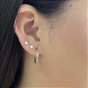 Argola Com Ródio Cravejada - 17mm - Prata 925 - B561-28168