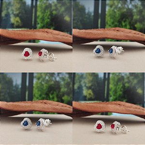 Brinco Coração Cravejado - Prata 925 - B570-26156