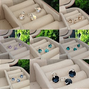 Conjunto Ponto de Luz Swarovski (Brincos e Pingente) - Prata 925 - MCJ124-17102