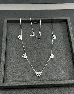 Gargantilha Luxo Coração Rosa - Prata 925 - MG818-64386
