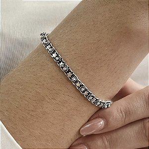 Pulseira Bali Pikun Com Estrelas - Prata 925 - Cor Envelhecida - P113-114686