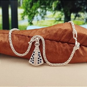 Pulseira Pipoca Com N.S Aparecida Cravdejada - Prata 925 - P118-25150