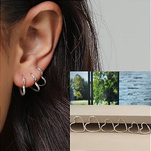 Trio Argolas Coração - Prata 925 - 14mm - 16mm - 19mm