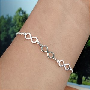 Pulseira Com Infinitos - Prata 925 - P127-20120