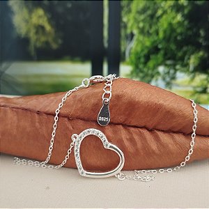 Pulseira Coração Com Zircônias - Prata 925 - P141-26156