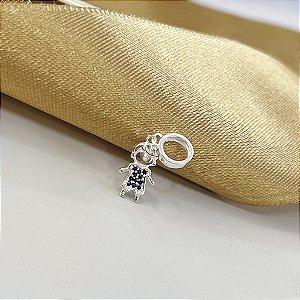 Berloque Menino Cravejado Azul - Prata 925 - MBL337-1484