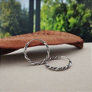 Argola Bali Fio Torcido - 18mm - Prata 925 - B588-26156