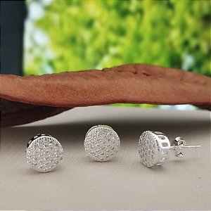 Conjunto Cravejado Com Zircônias (Brincos e Pingente) - Prata 925 - MCJ129-60360
