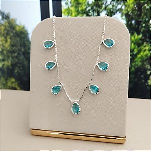 Gargantilha Com Gotas - Prata 925 - MG820-58348