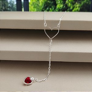 Gargantilha Gravatinha Com Corações - Prata 925 - MG825-38228