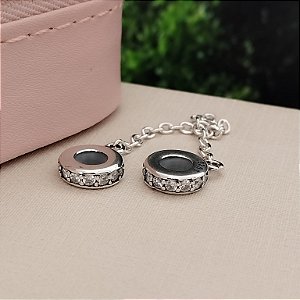 Berloque Trava De Segurança Cravejada Com Ródio - Prata 925 - MBL342-35210