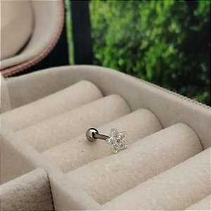 Piercing Tragus Estrela Com Zircônias - (Unidade) - Prata 925 - B601-0954