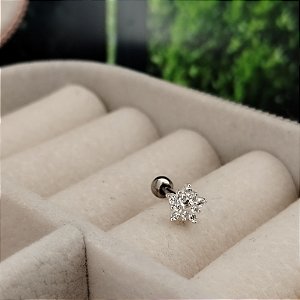Piercing Tragus Estrela Com Zircônias - (Unidade) - Prata 925 - B602-0956