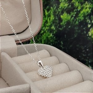 Gargantilha Coração Cravejado - Prata 925 - MG837-X150