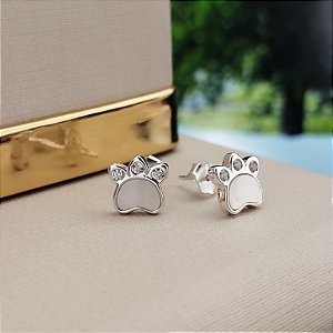 Brinco Patinha Madrepérola Com Zircônias - Prata 925 - B614-X114