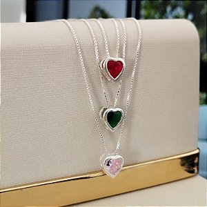 Gargantilha Ponto de Luz Coração Embutido - Prata 925 - MG839-X210