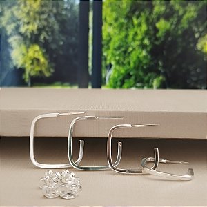 Dupla de Argolas Quadradas Com Tarraxa - Prata 925 - B620-X108