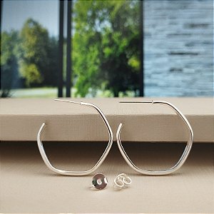 Argola Geométrica - 24mm - Prata 925 - B624-X96