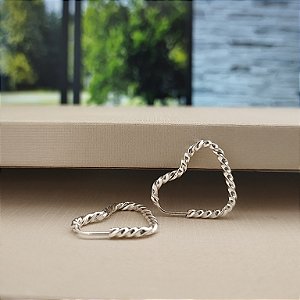 Argola Coração Fio Torcido - 16mm - Prata 925 - B626-X54